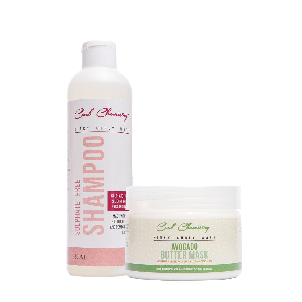 Curl Chemistry Pomegranate Shampoo + Avo Butter Mask Combo Bundle